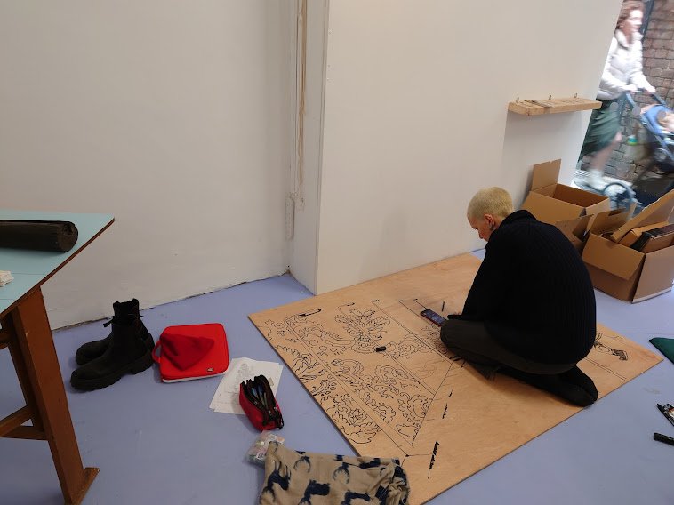 Artist Rachel MacManus working in Catalyst Arts