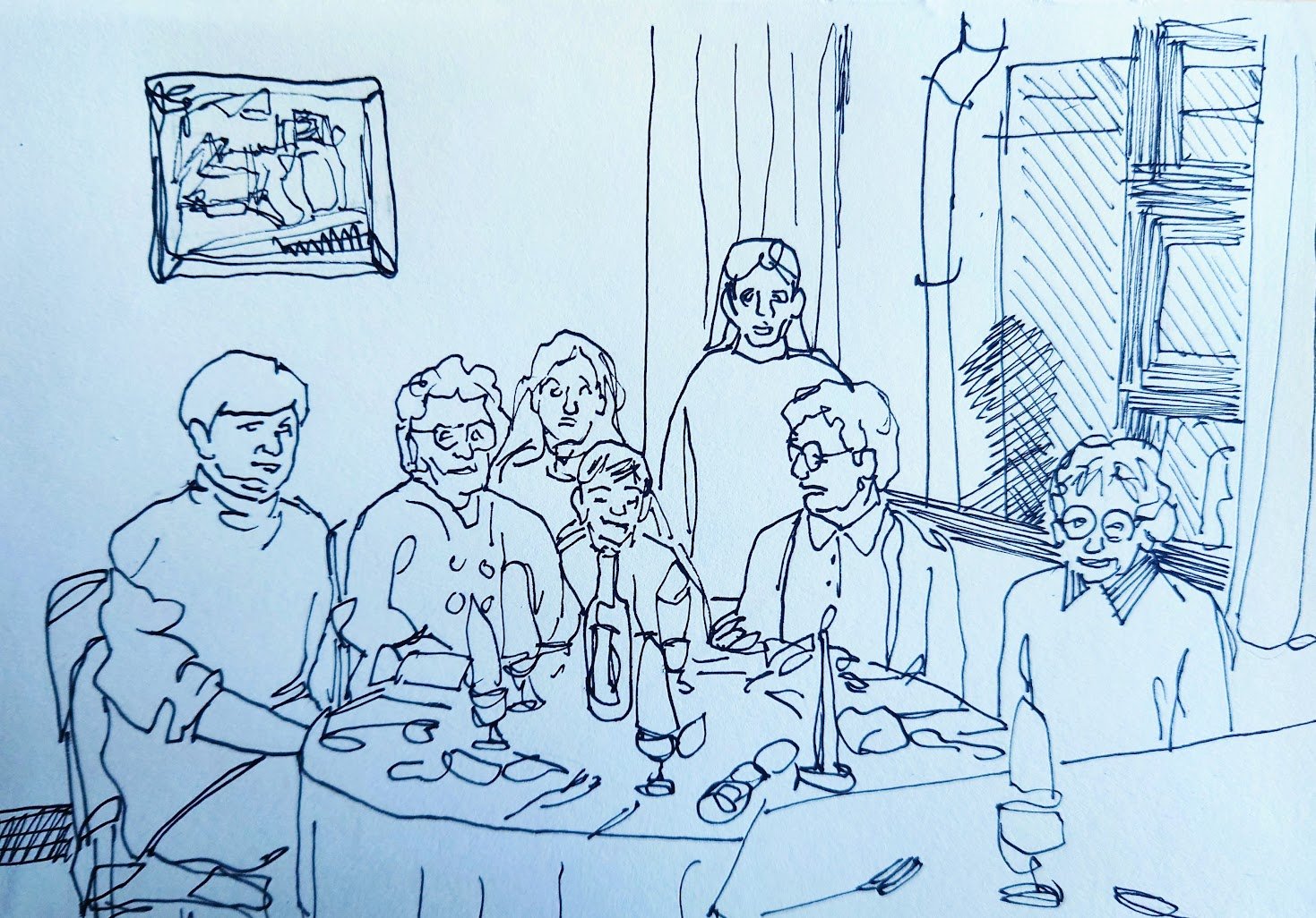 Drawing of Christmas dinner - circa 1997