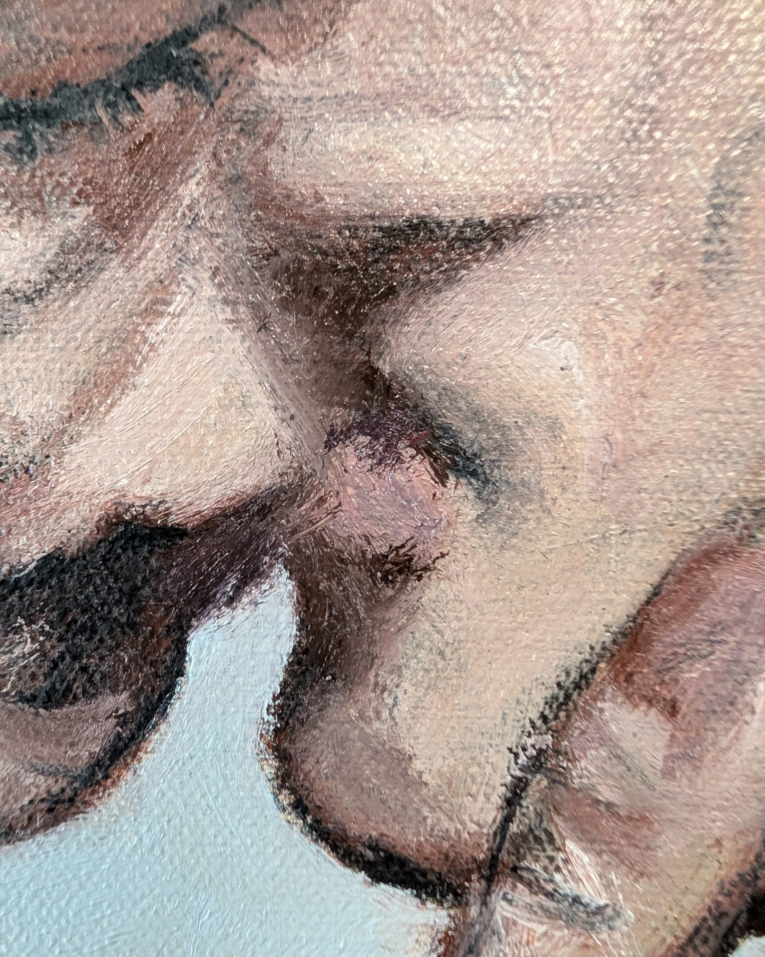 Close up of 'Kiss with a Red Flag' in progress
