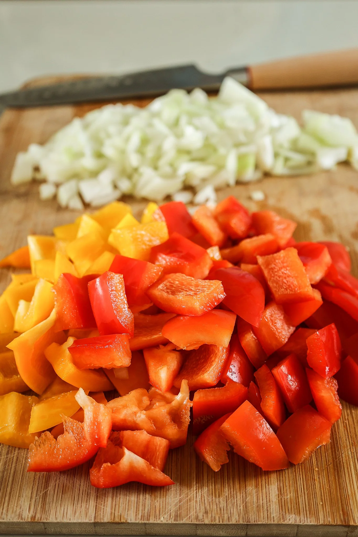 red peppers and onion