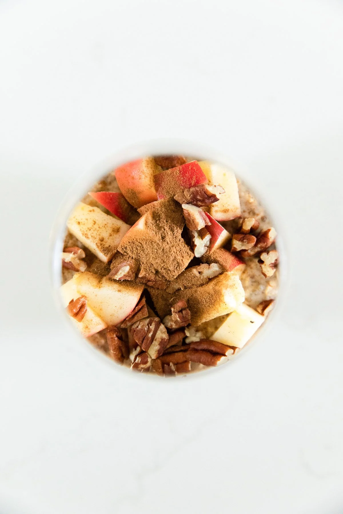 Overnight oat ingredients in a glass 