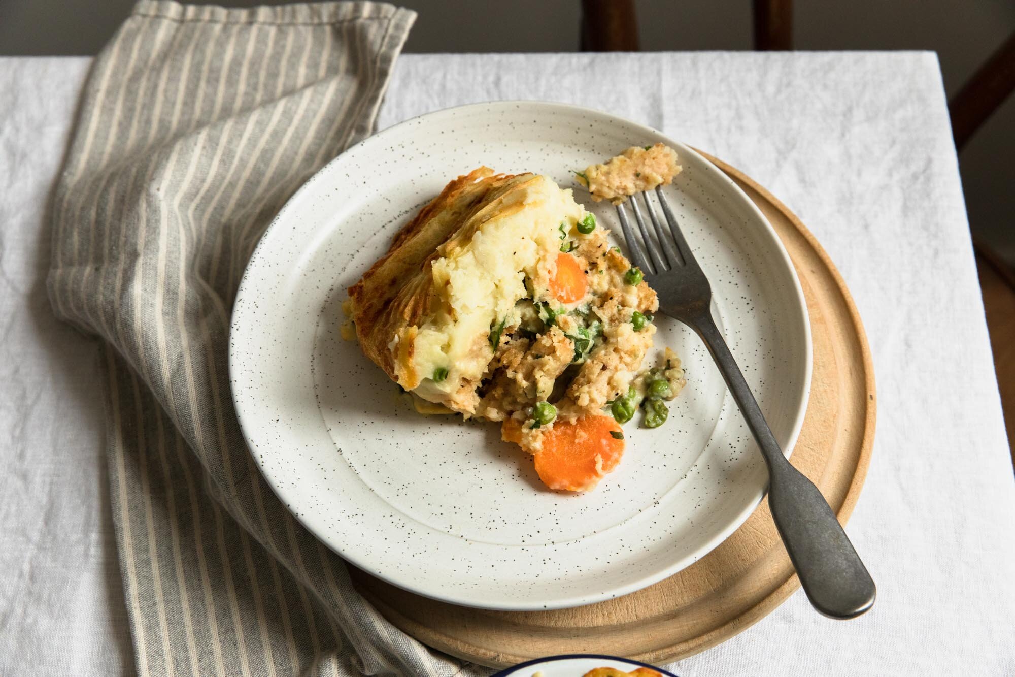 Quorn’s fishless fillets and cupboard basics create this comforting classic that the whole family will enjoy - prep time 30 mins total time1 hour serves 4