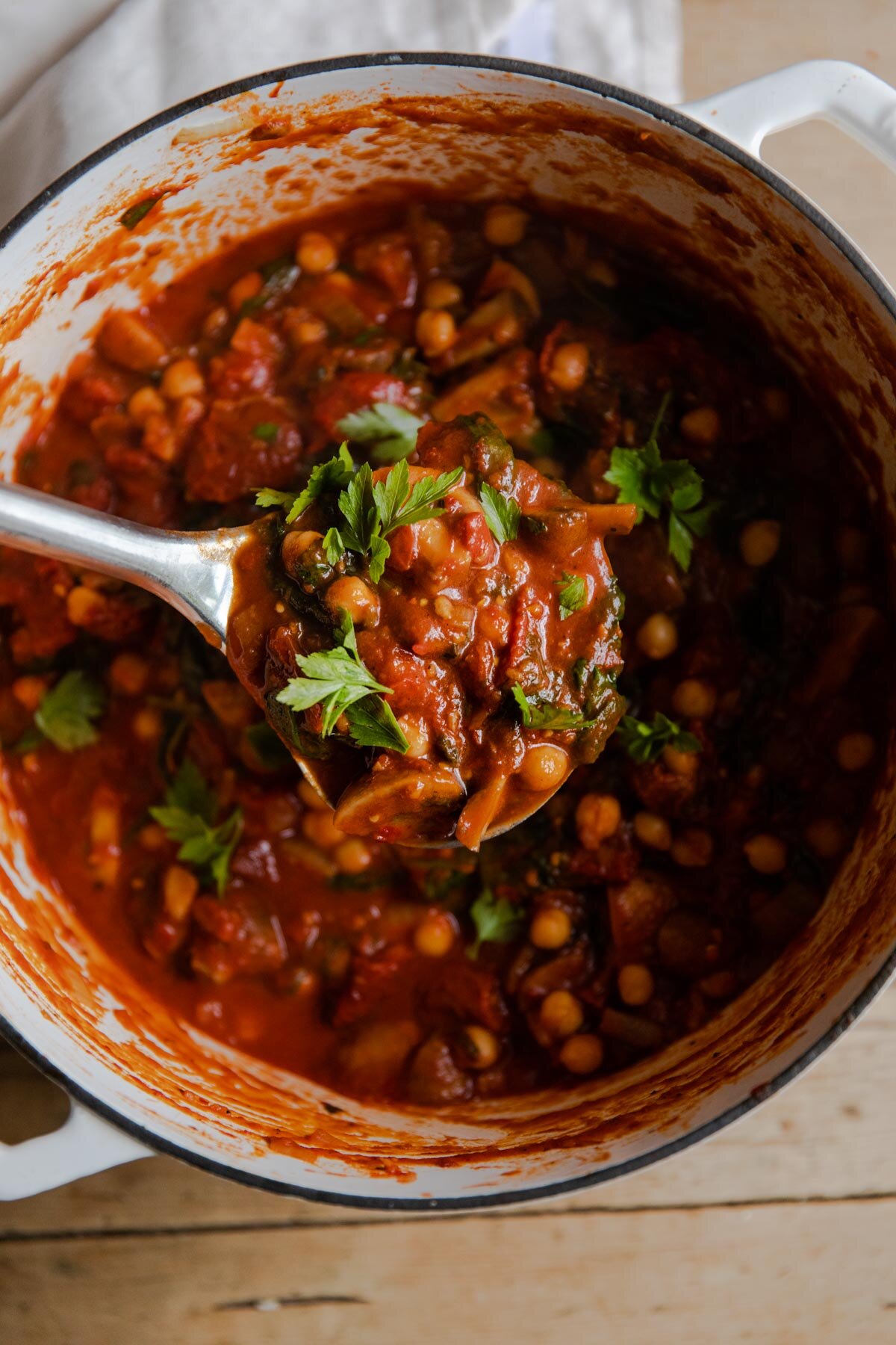 Close up of vegan Harissa Spiced Tomato One-Pot