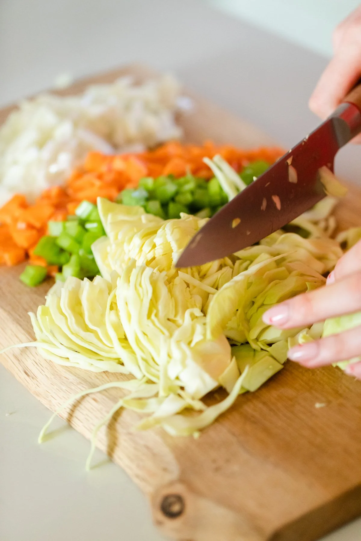 Chopping carrots and other vegetables Chopping carrots and other vegetables