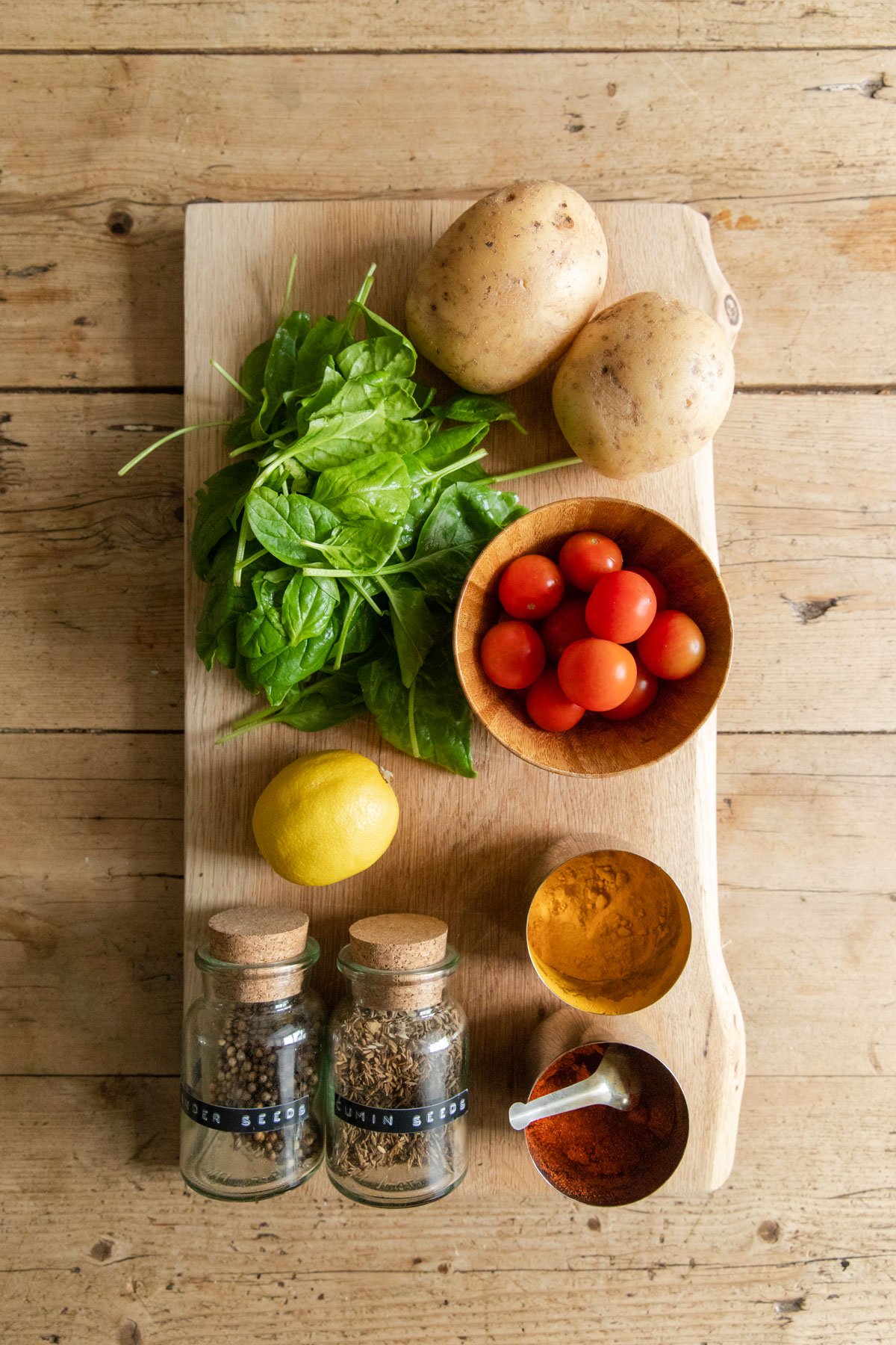 Ingredients for vegan potato curry recipe Ingredients for vegan potato curry recipe