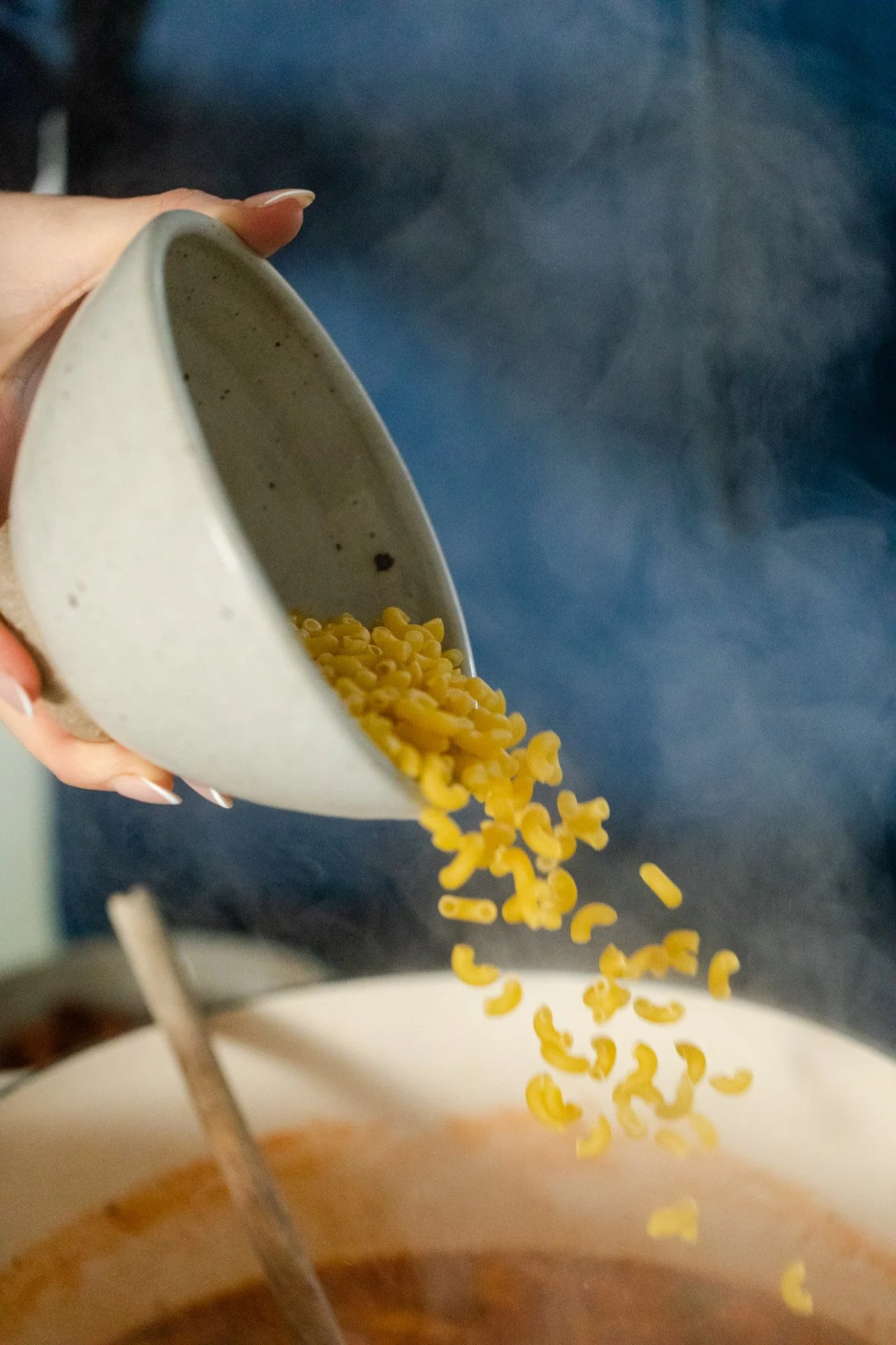 Adding pasta to minestrone soup