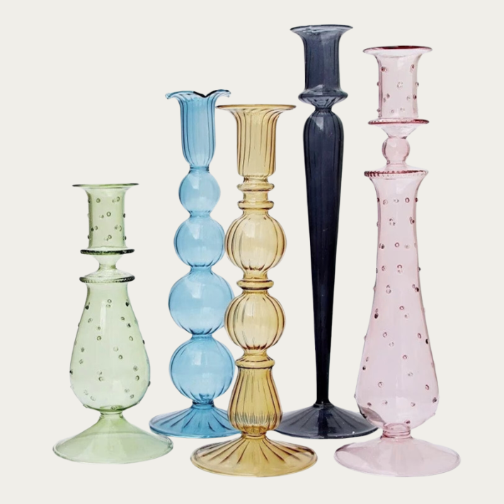 Vintage Modern Blown Glass Candle holders