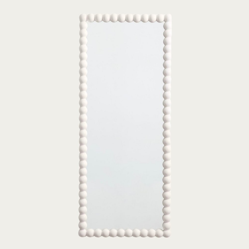 Beaded Edge White Bobble Floor Mirror