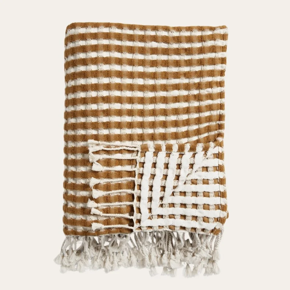 Two Tone Waffle Knit Throw Blanket Cozy Gift For Mom