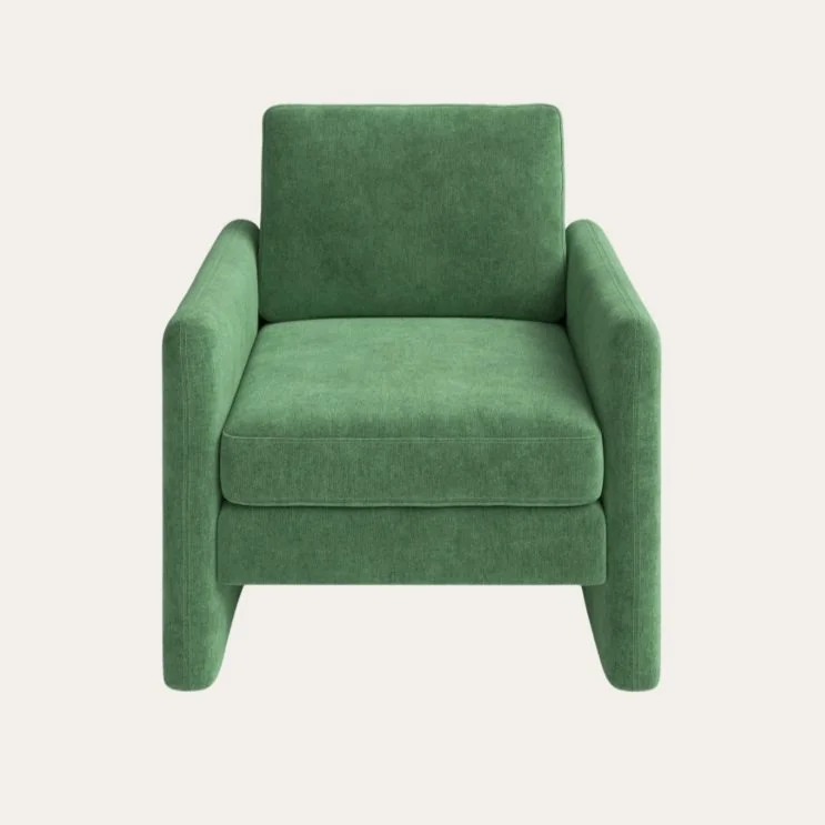Rhine Upholstered Armchair in Green Velvet 