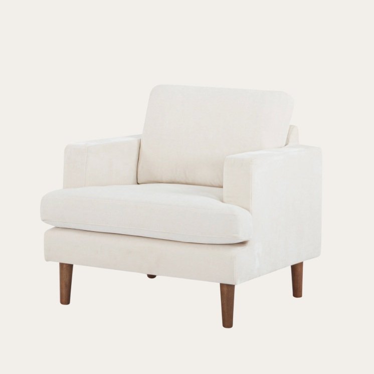 Laguna Upholstered Armchair in off white performance chenile