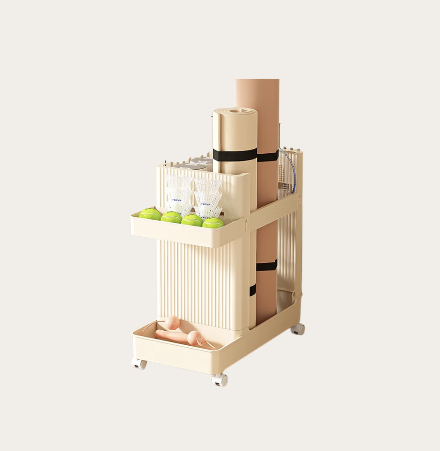 Creamy Yellow Plastic Home Gym Equipment, Yoga and Pilates Gear Storage