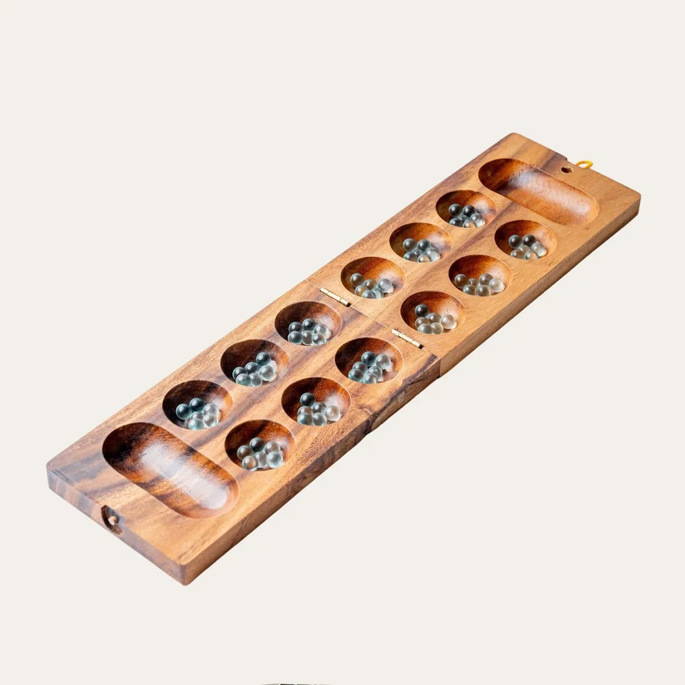 Beautiful Wood and Stone Mancala Set for Gifting