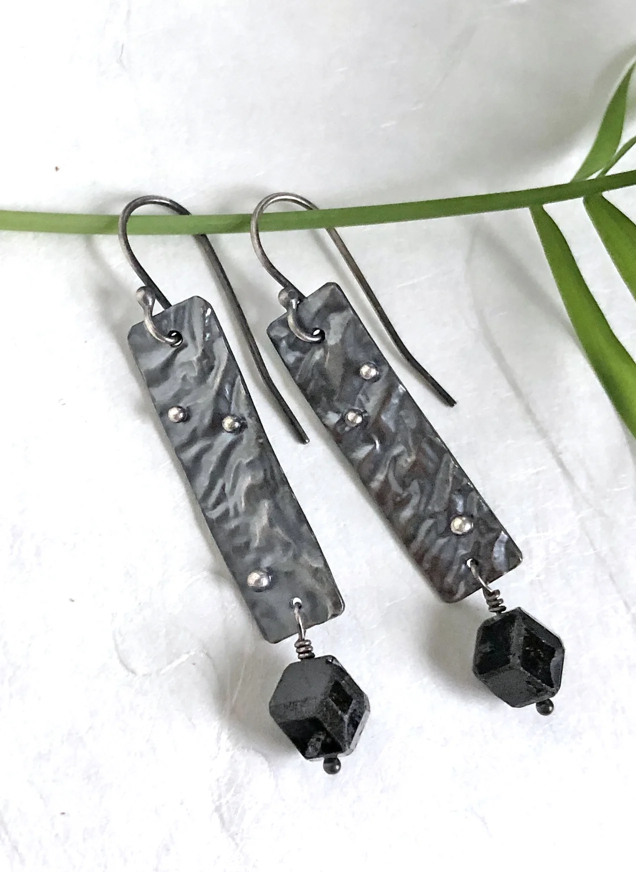reticulated-silver-earrings-oxidized-black-garnet-1.jpg
