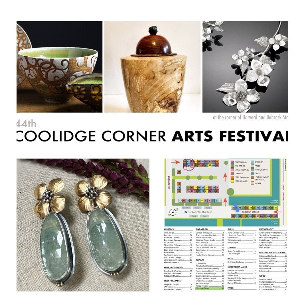 This weekend!!!! I&rsquo;m so excited to be back in Brookline, Mass, for the #coolidgecornerartsfestival! This Saturday, June 8th, 2024 from 11am-6pm. I&rsquo;m in booth 53. Hope to see you! 
#christinepetersjewelry #artjewelry #coolidgecorner #brook