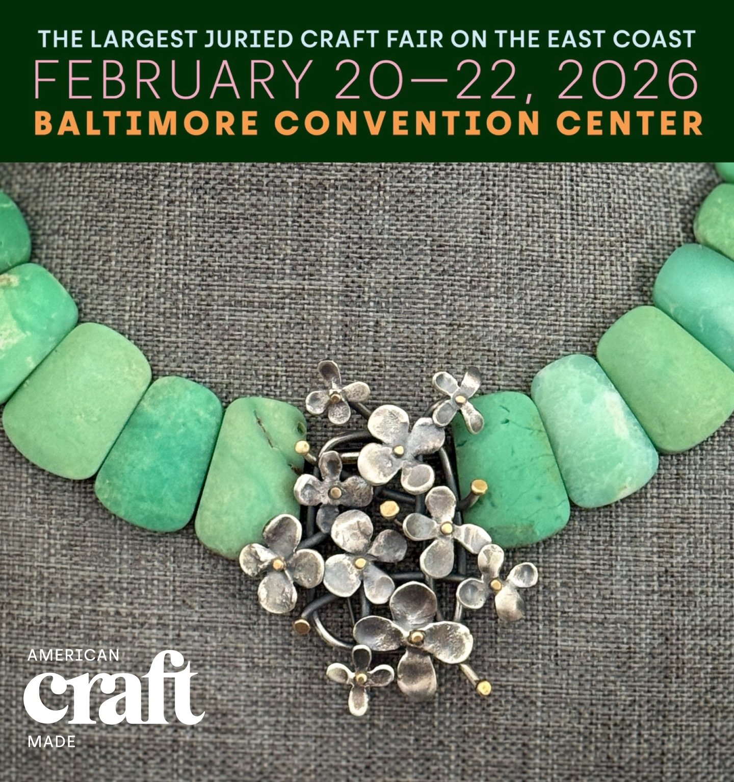 Excited to debut this clustered hydrangea inspired necklace at the @craftcouncil American Craft Made show this Friday-Sunday! Hope to see you there! And shout out if you&rsquo;d like tix!!! I have a few more free passes :)

#springiscoming #botanical