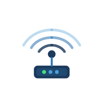 Wireless internet router with Wi-Fi signal waves