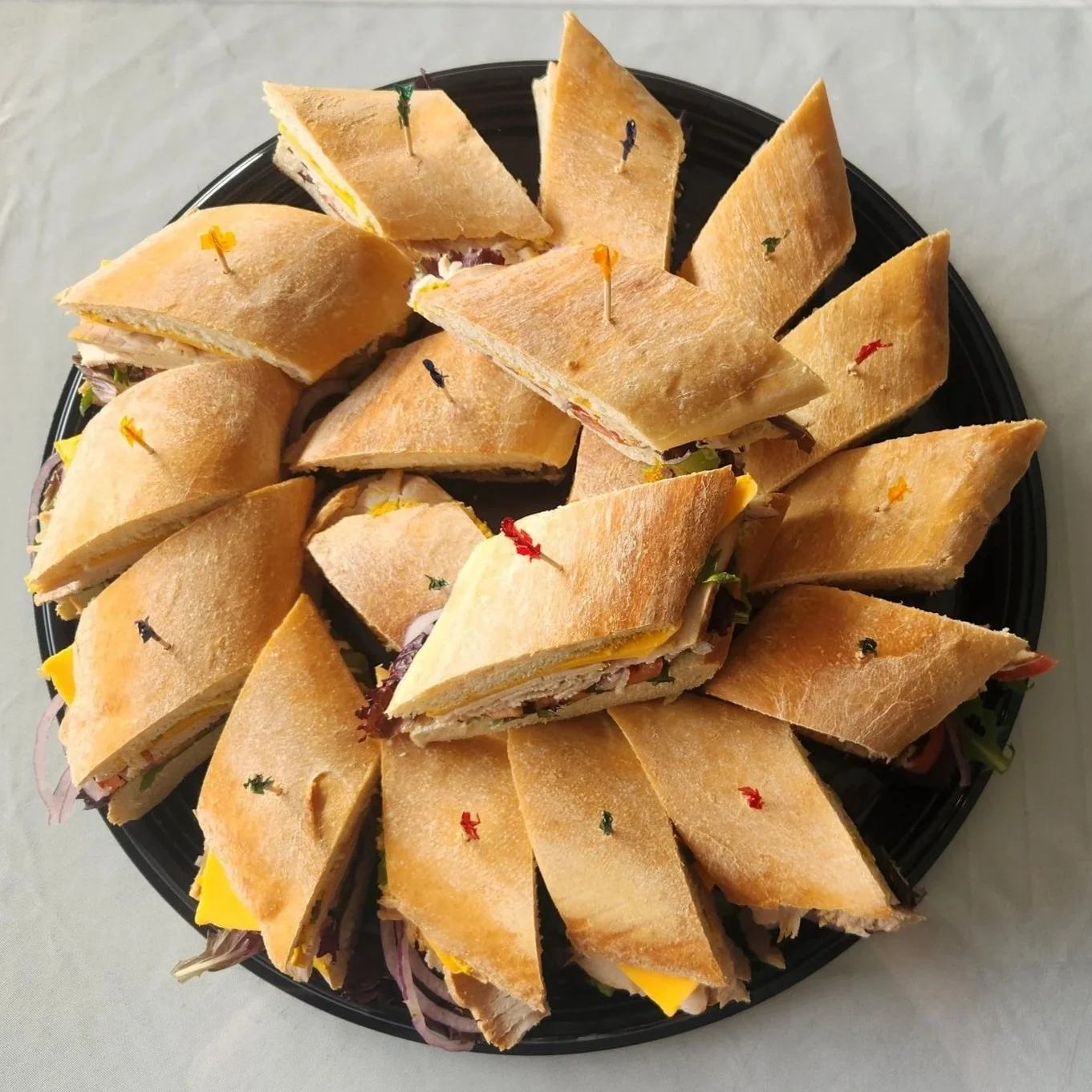 A photo of a sandwich platter for catering.