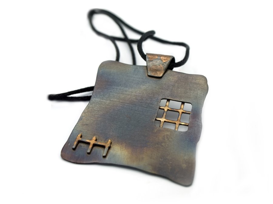  Mild Steel, fused bronze and brass, heat patina 