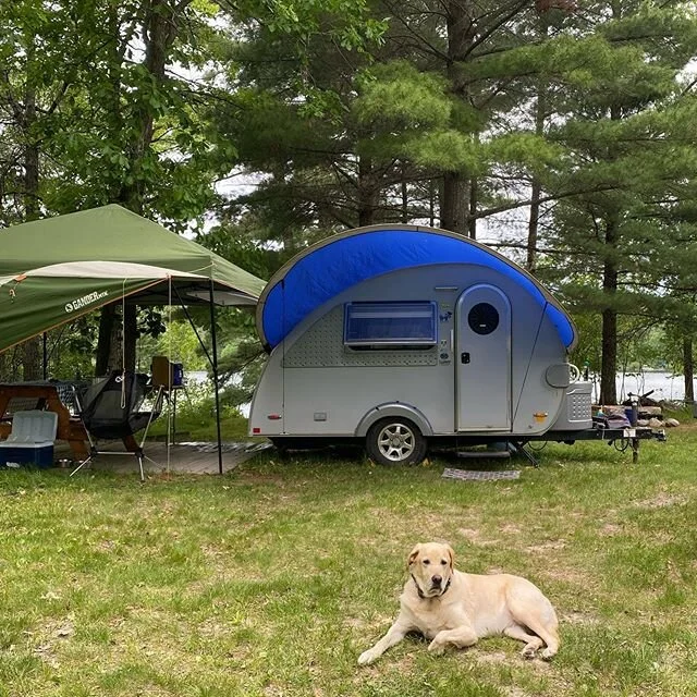 Got the boat out of storage, sanded the floor in the #writerscabin, set up &ldquo;outdoor living/ dining area for the #tabtrailer, made summer rolls and pork braised in rhubarb wine sauce. I give this day a 👍 (though the sauce was not the best). #52
