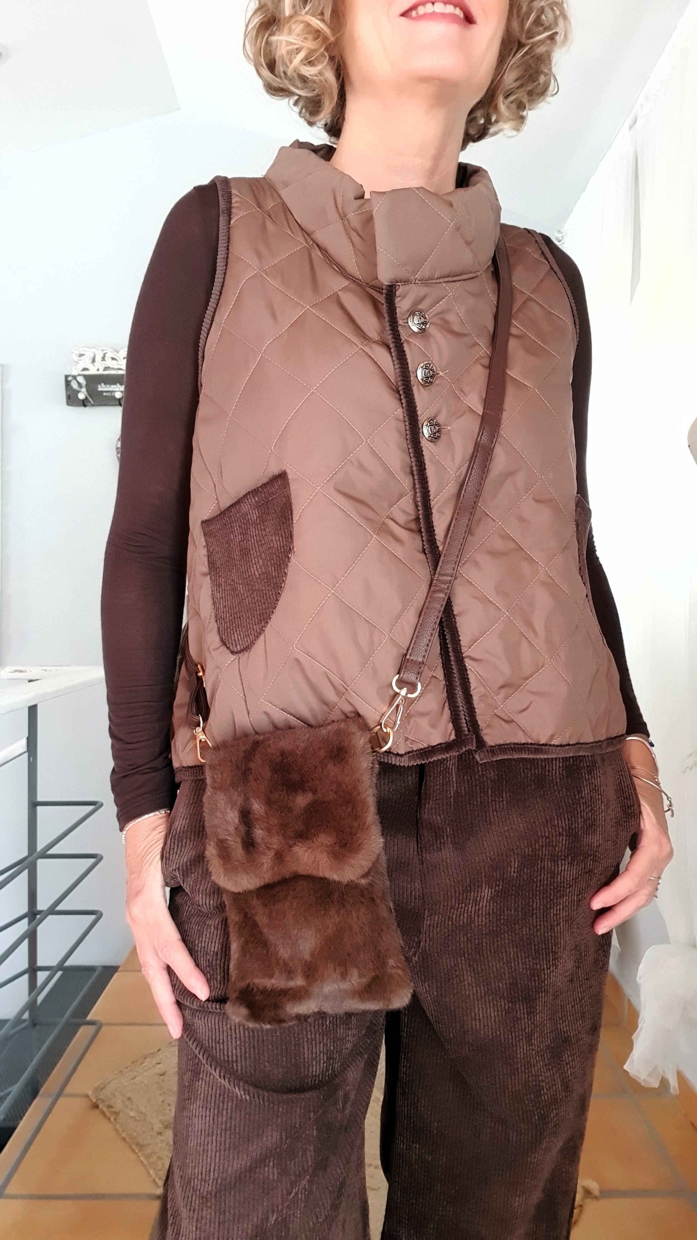 Mini Bolso Bandolera "Soft Phone" Chocolate