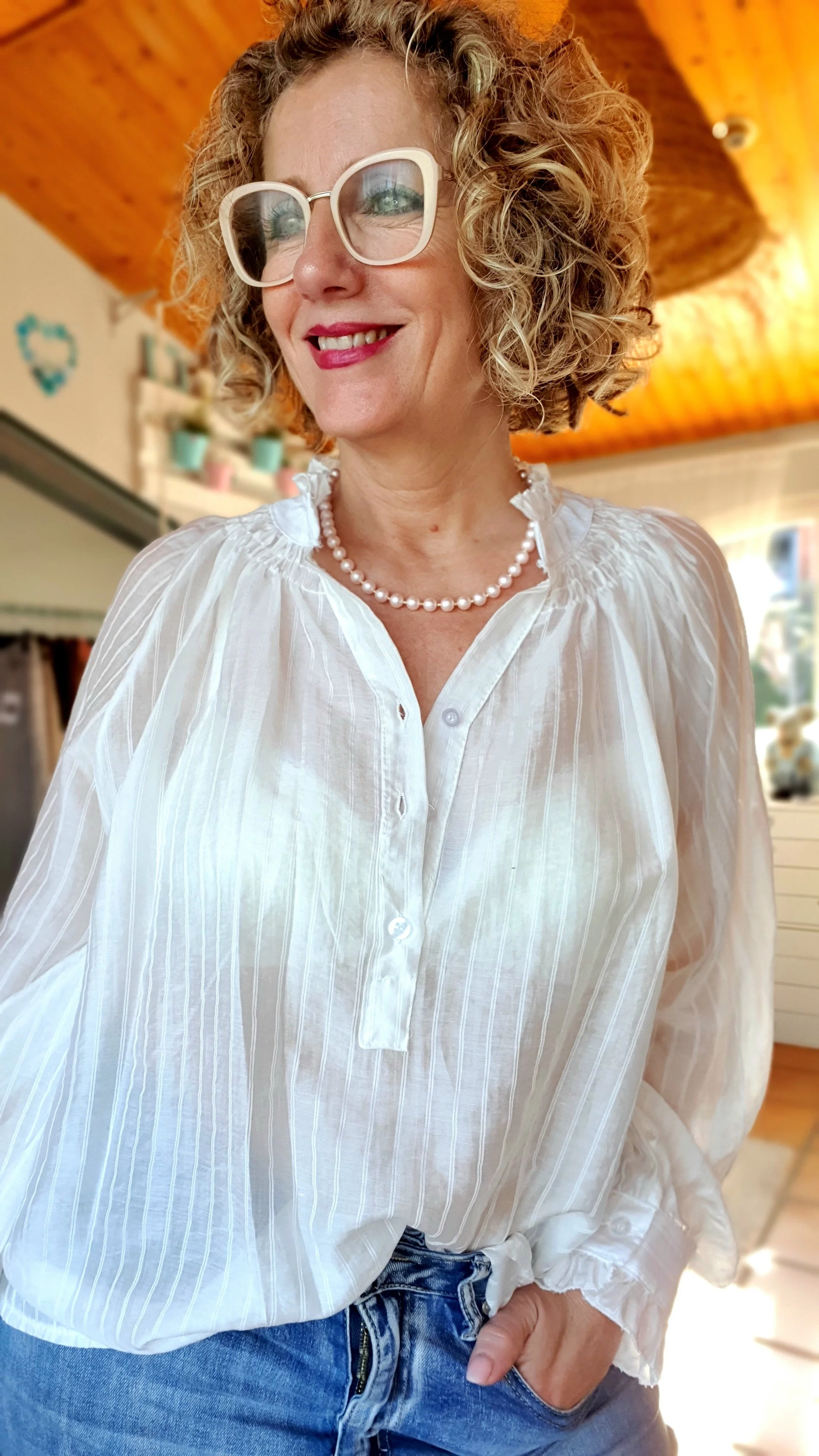 Collar perlas rosa palo