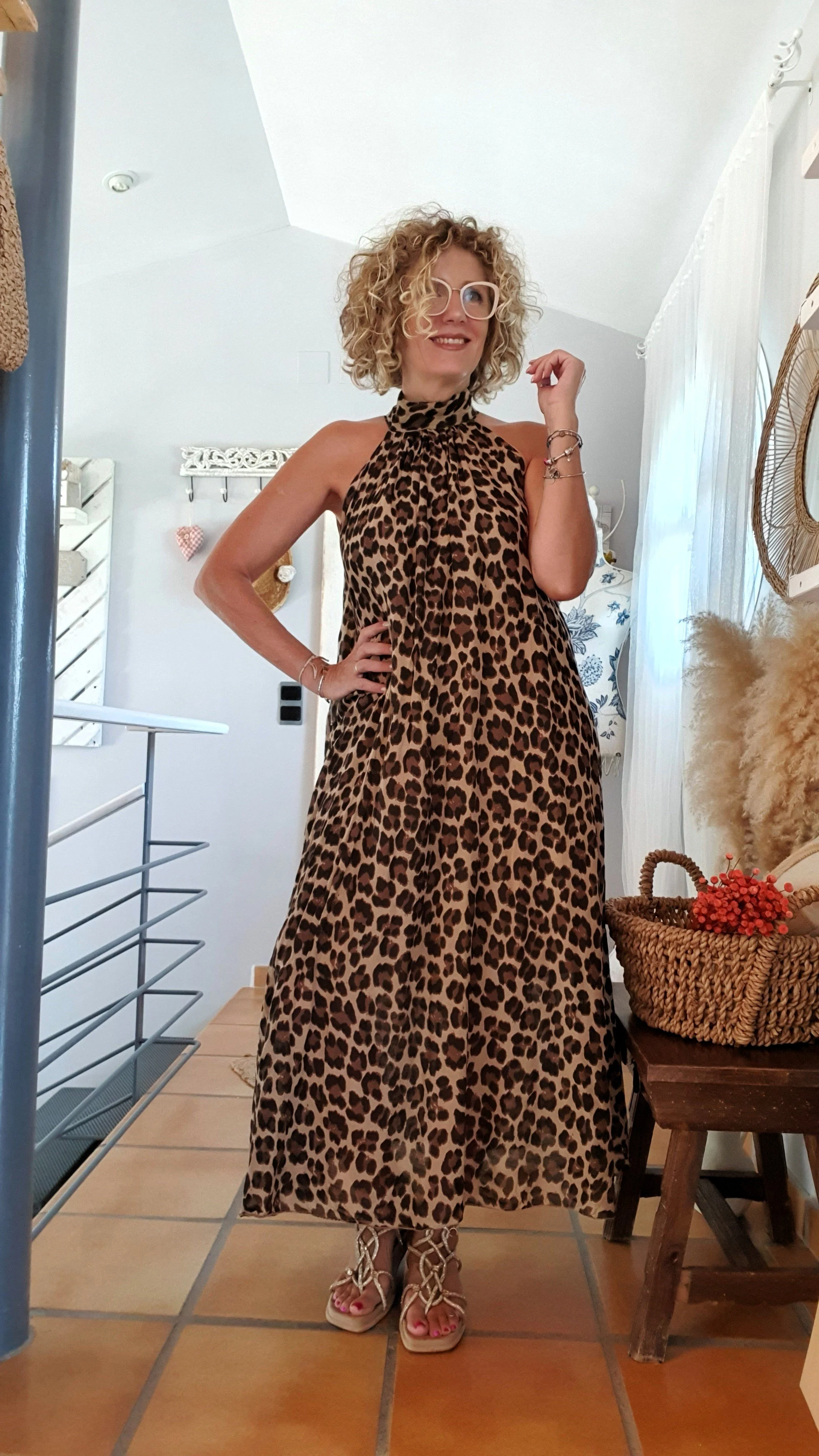 Vestido halter print