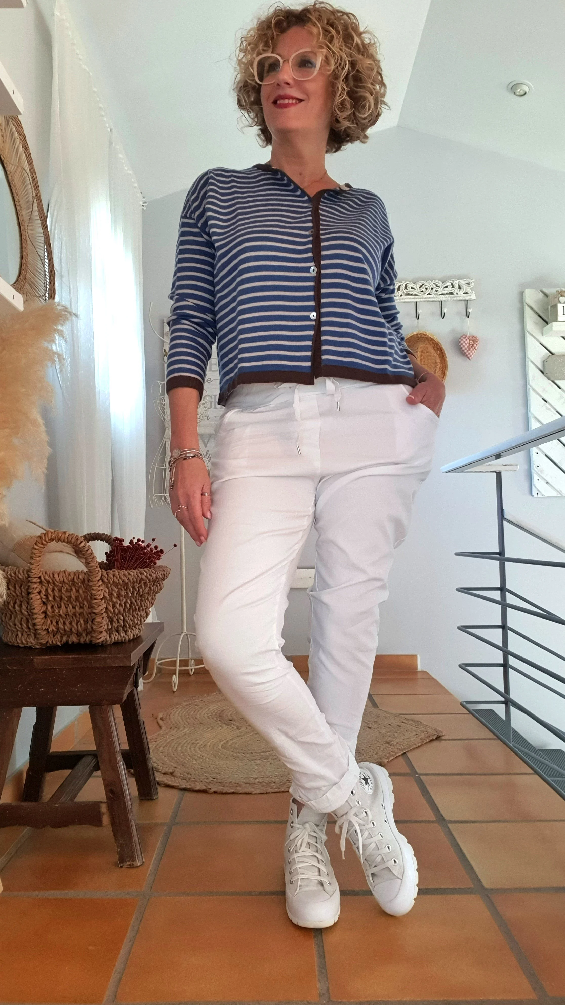 Pantalón elástico blanco