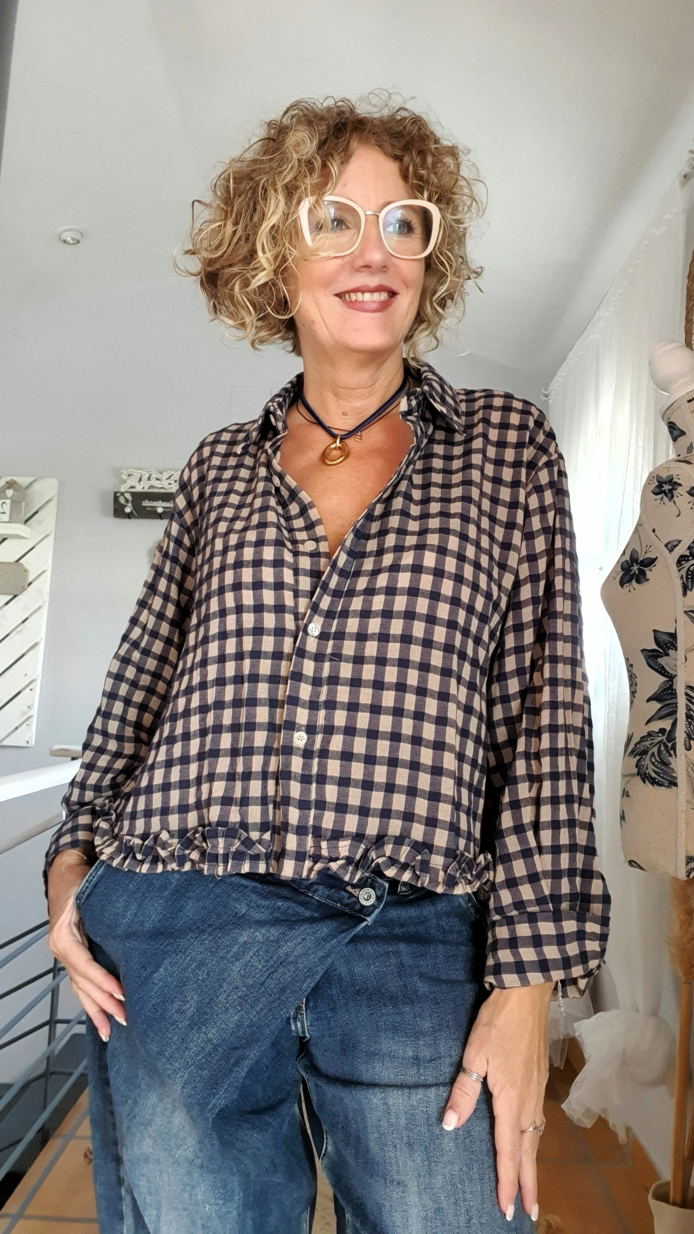 Camisa Vichy volante
