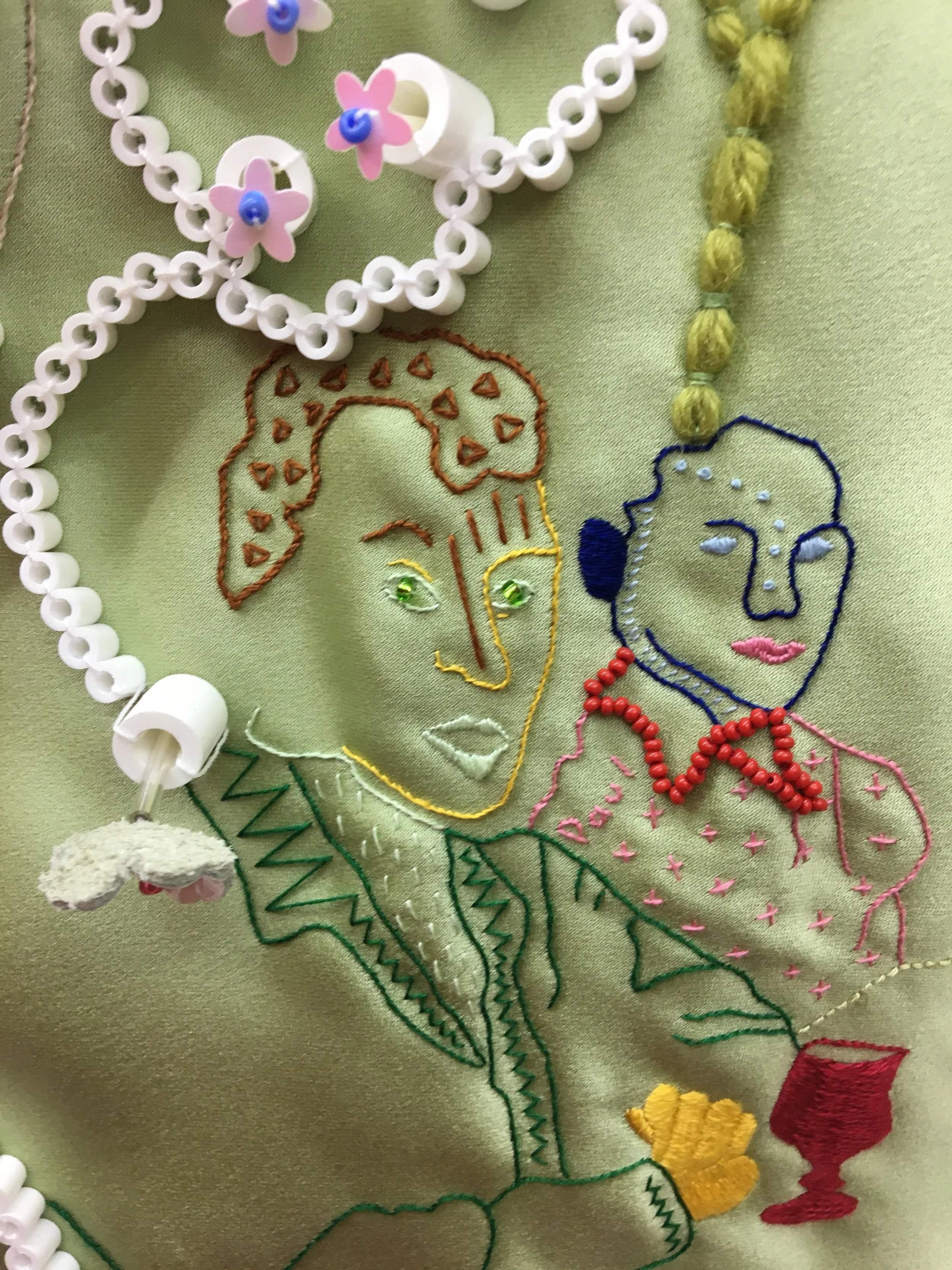 Stitched portraits of Livia's great grand farther and great uncle.