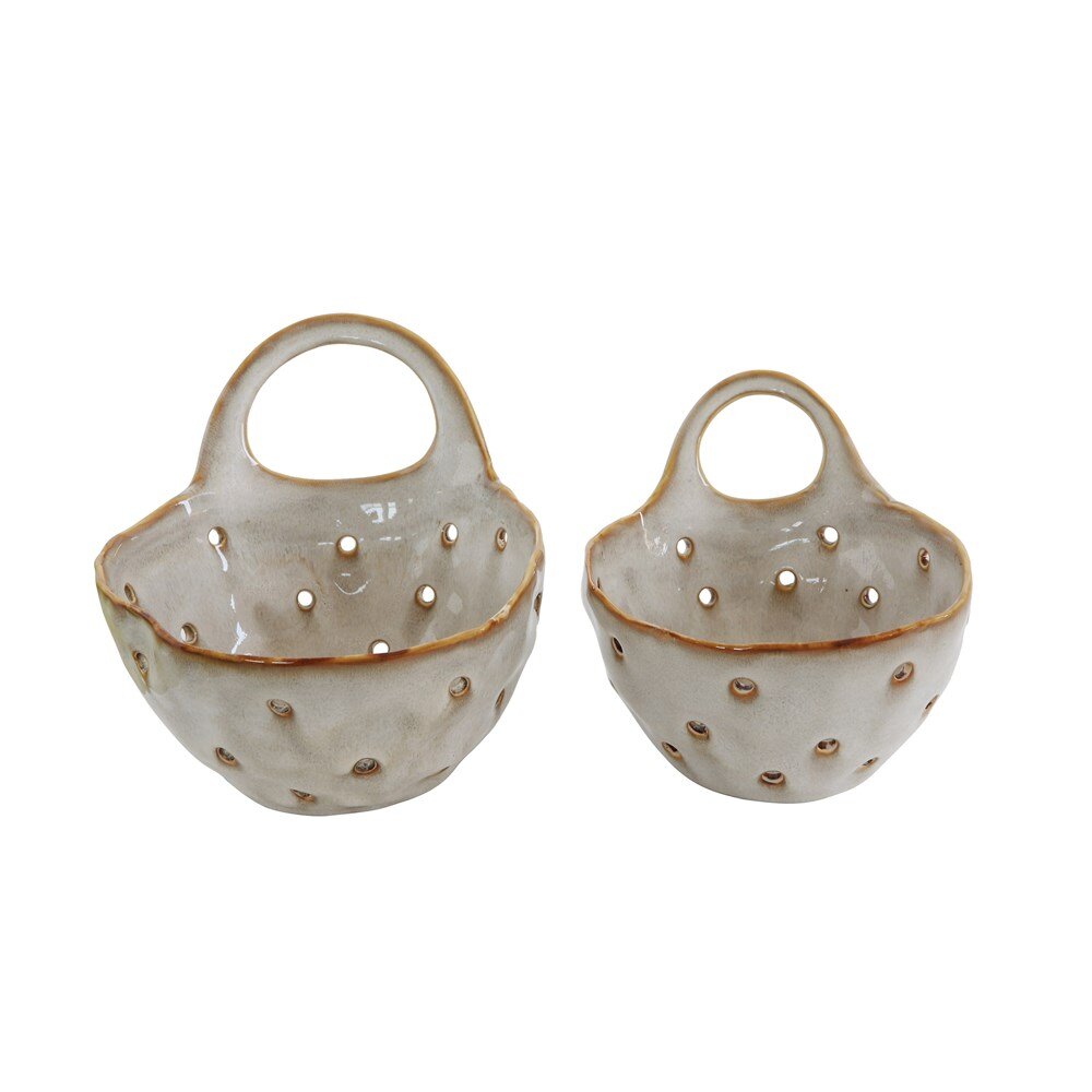 Cream Glazed Colanders (set of 2)