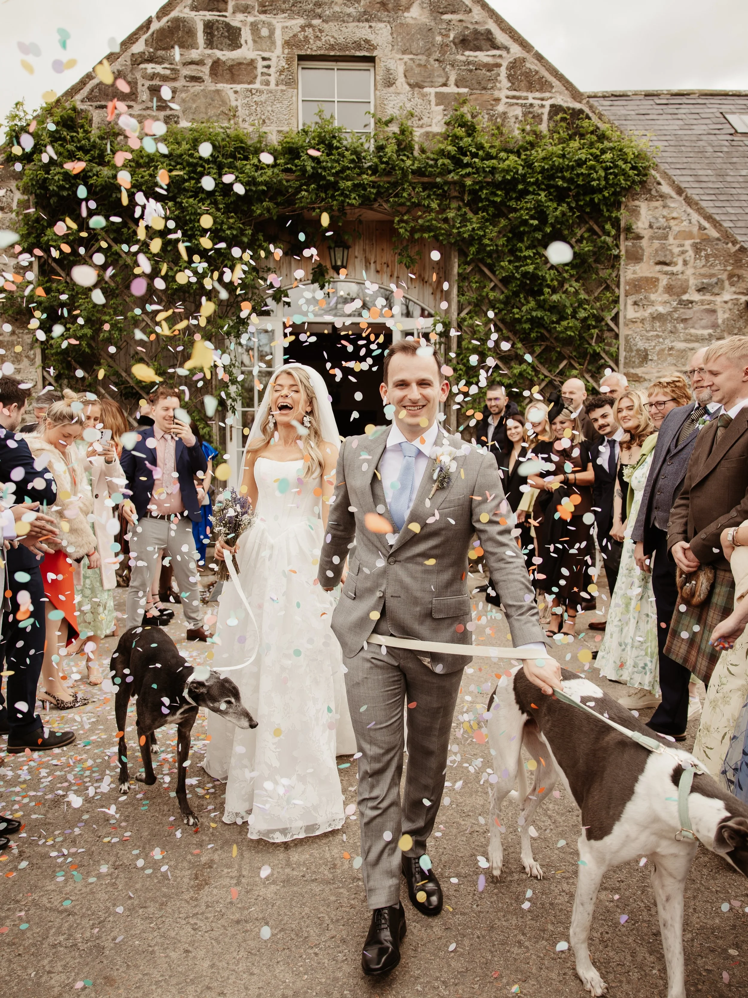 Every horse + hound 🐴 🐶 🫶

When Laura got in touch to tell me all about her wedding plans, I was SO excited. She promised dogs, horses and a bit of chaos, and boy did she deliver 👏😂 

Laura and Andrea&rsquo;s day was such a hoot! The skies may h