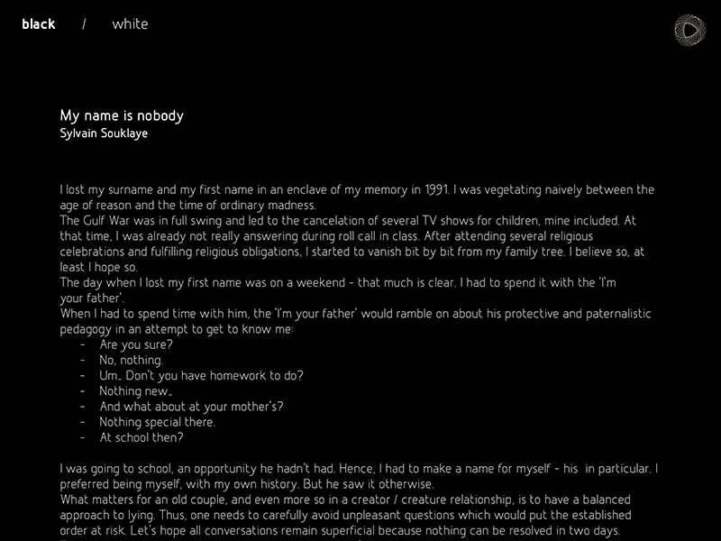 Twenty writers have been curated. The texts are available in English and French.