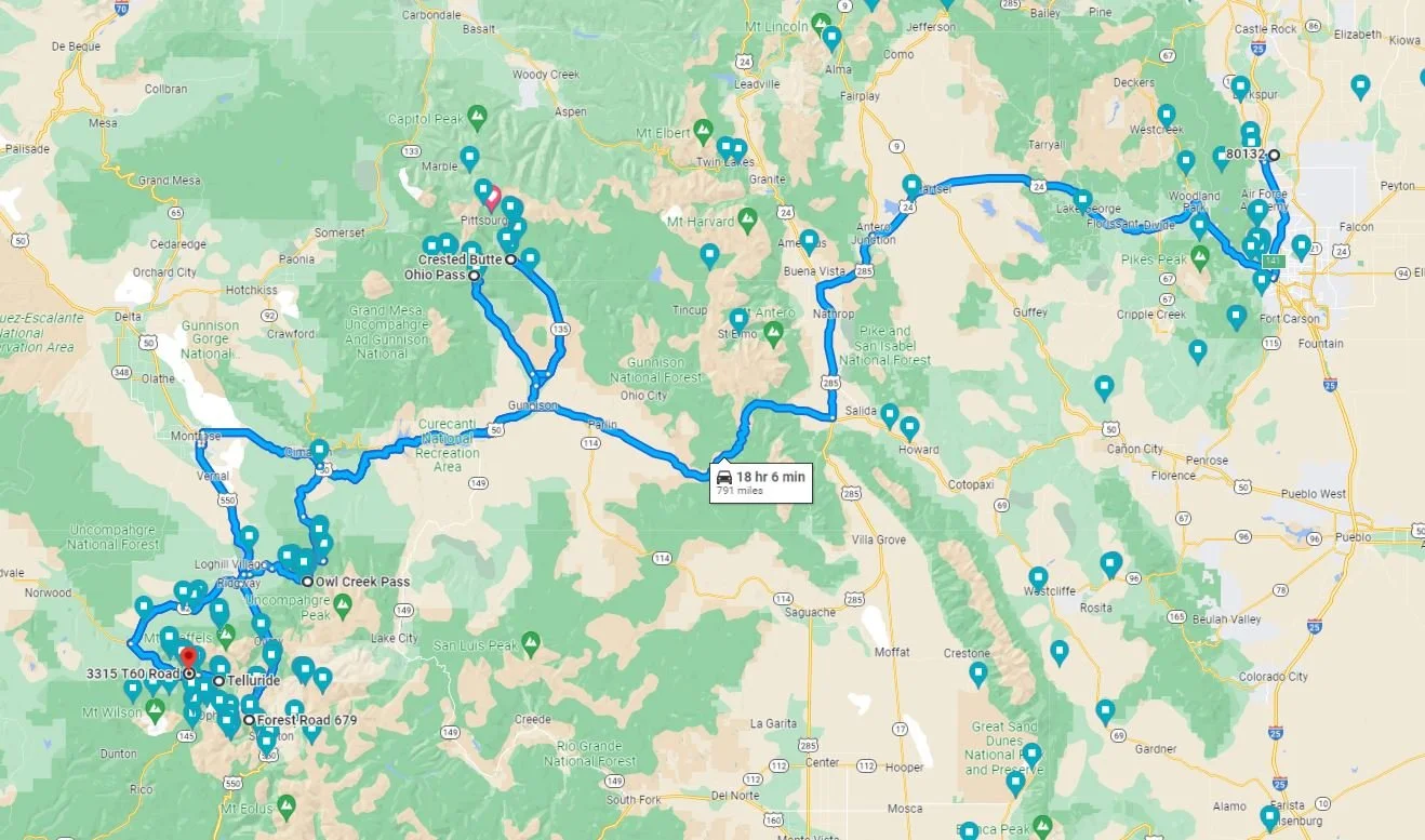 2022 Fall Colors Road-trip Map