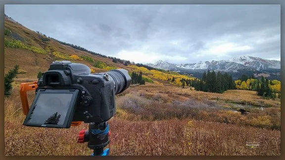 Snow covered mountain views over the Beaver Ponds.
