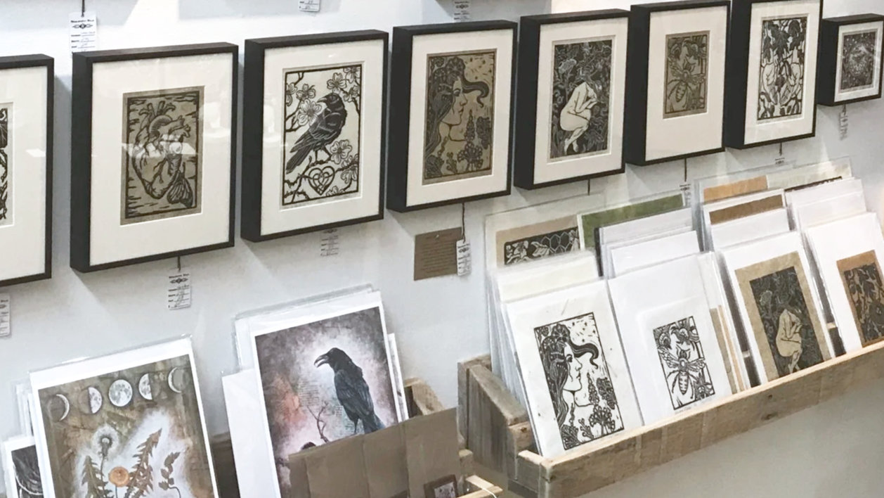 Linocut printmaking art for sale | mixed media art for sale, Vermont