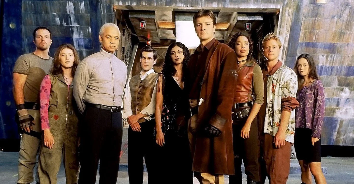 From Left to Right: Jayne, Kaylee, Book, Simon, Inara, Mal, Zoe, and Wash. Our intrepid crew.
