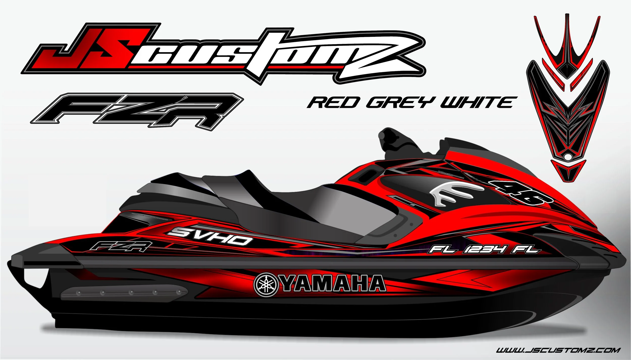 Red Jet Sticker Yamaha Jet Ski Red