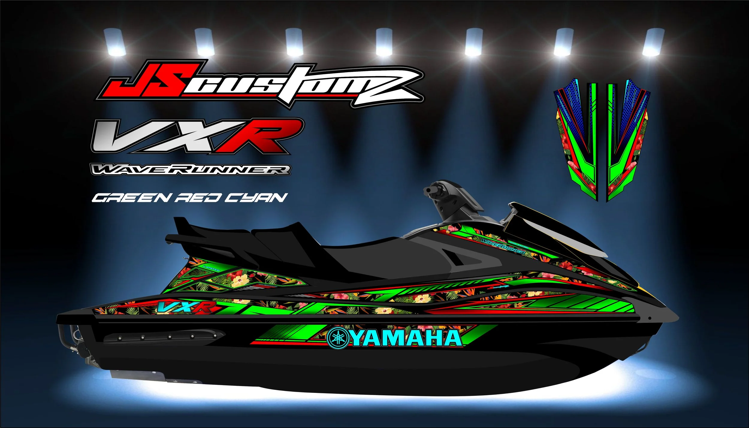 YAMAHA VX 15-20 JS2 GRAPHIC KIT GREEN RED CYAN .jpg