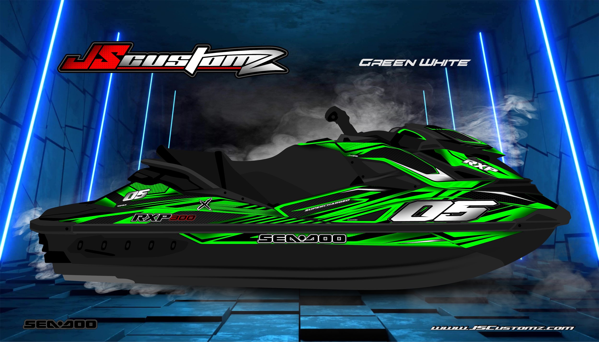 SEADOO RXP 2011-2020 JS2 GRAPHIC KIT GREEN WHITE.jpg