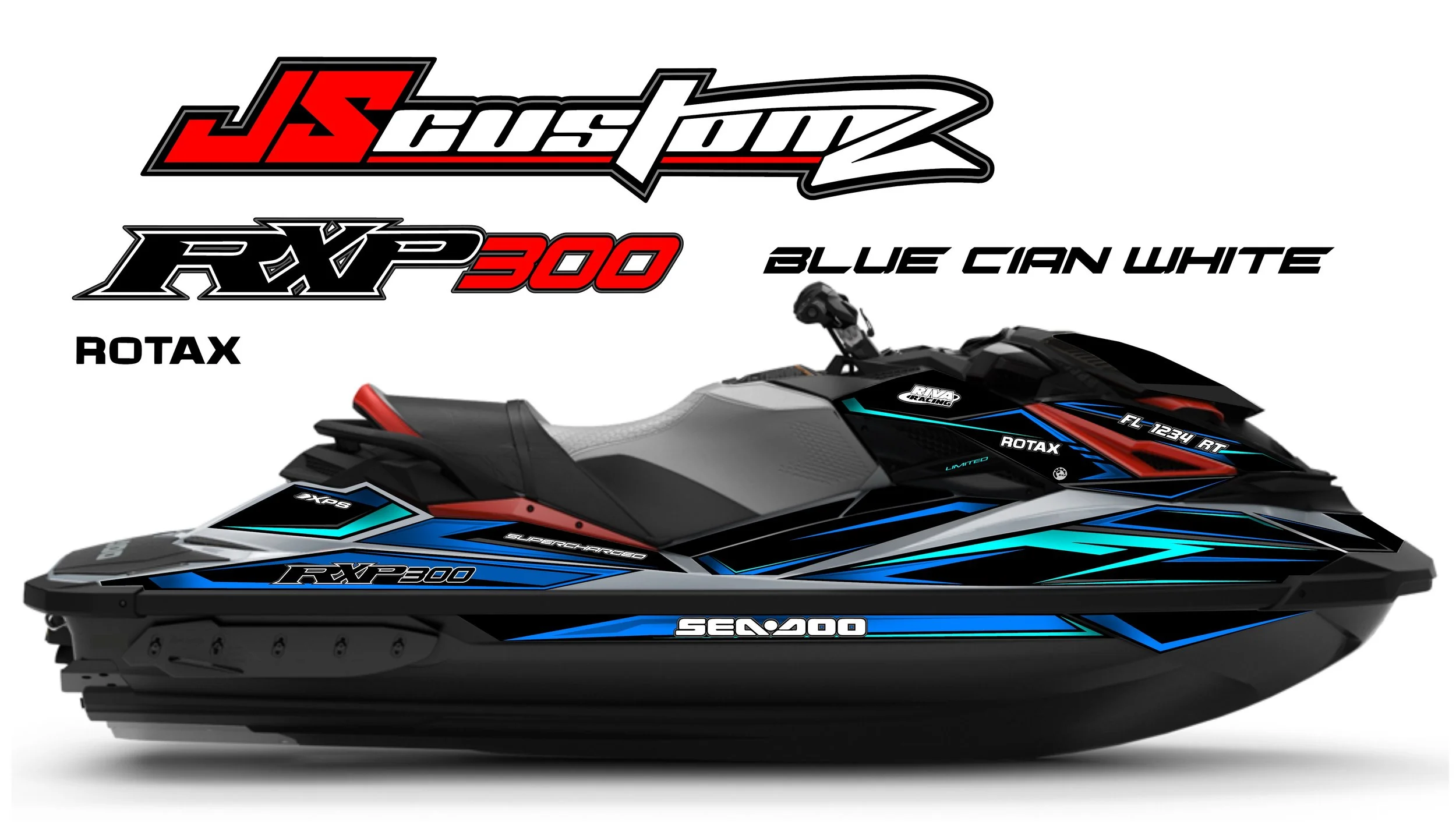 SEADOO RXP JS3 FULL COLOR GRAPHIC KIT BLUE CYAN WHITE .jpg