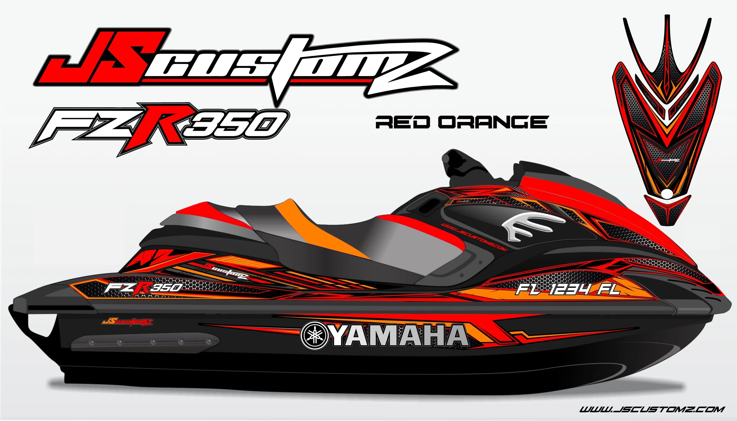 YAMAHA FZR JS1 FULL COLOR GRAPHIC KIT DARK RED ORANGE .jpg