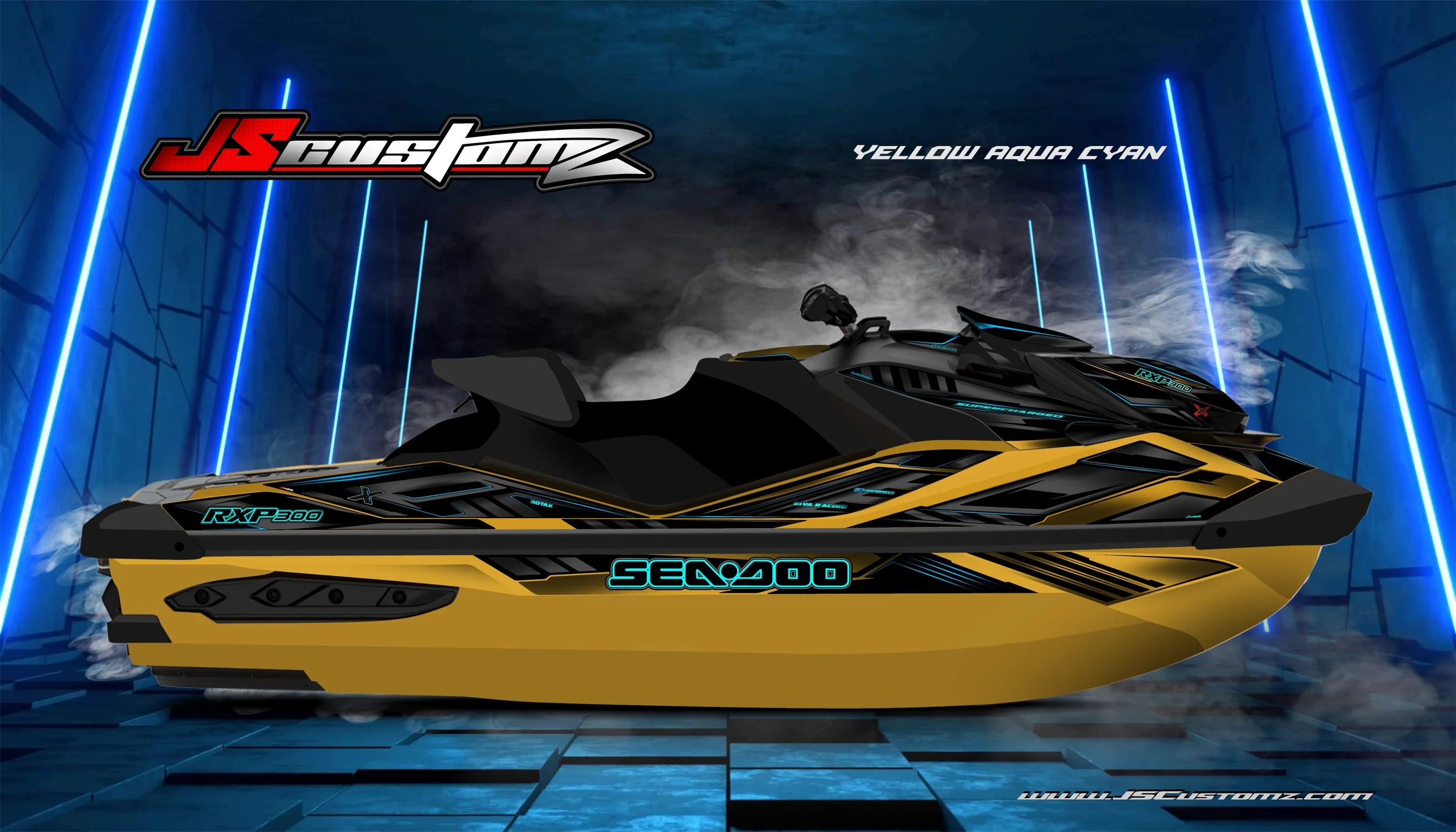 SEADOO RXPX 21-UP JS3 GRAPHIC KIT YELLOW AQUA CYAN.jpg