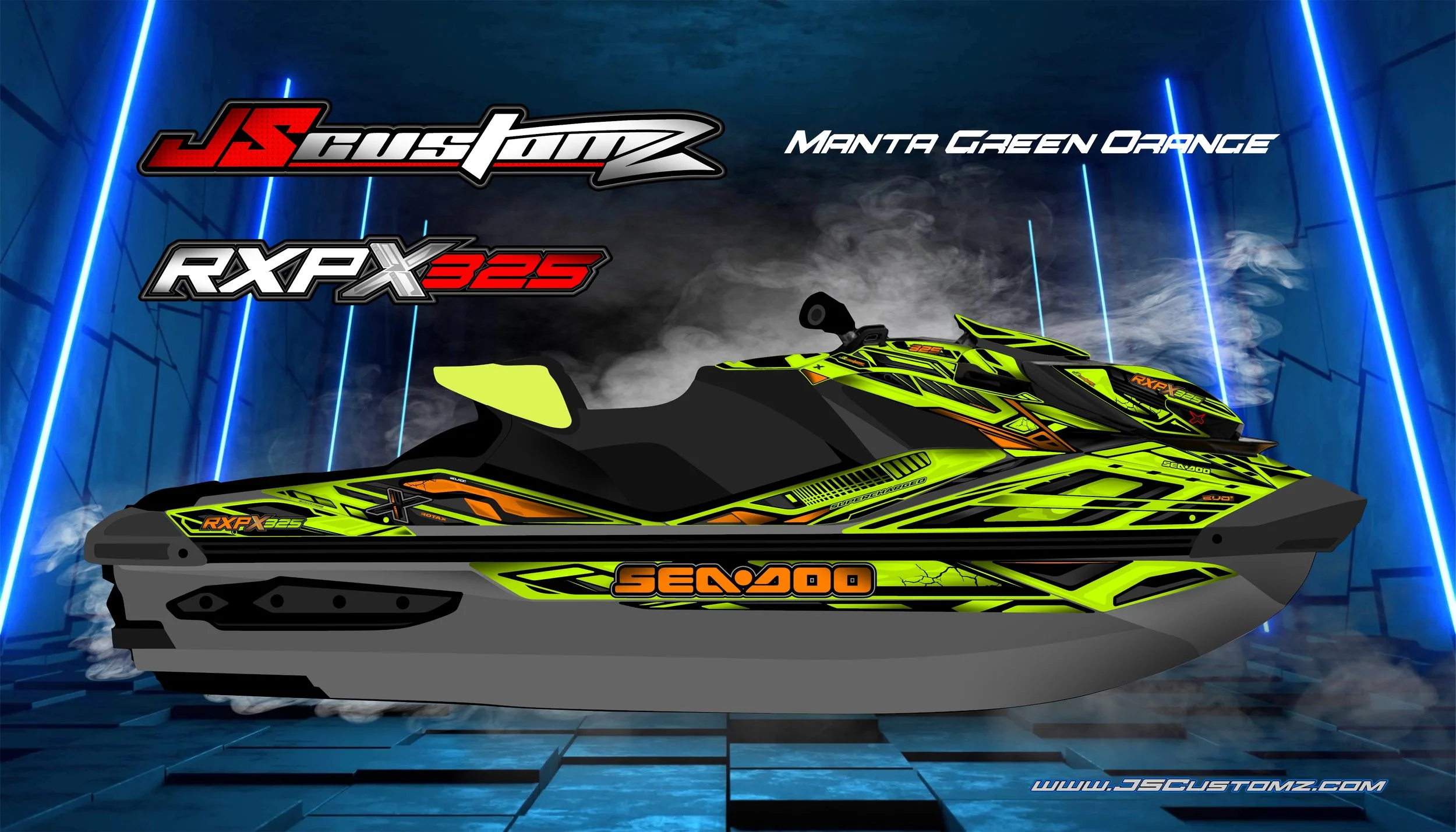 SEADOO RXPX 21-UP EVO1 GRAPHIC KIT MANTA GREEN ORANGE.jpg