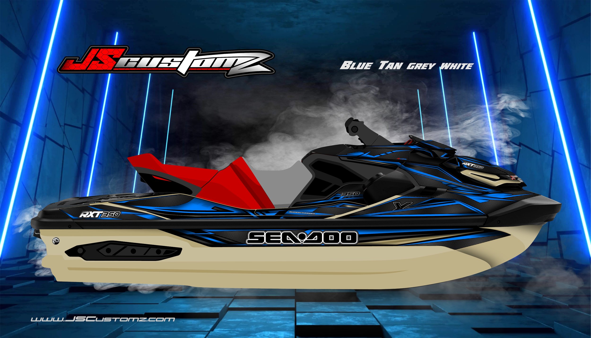 Seadoo RXTX 18-UP JS4 Graphic Kit 2025 BLUE TAN GREY WHITE.jpg