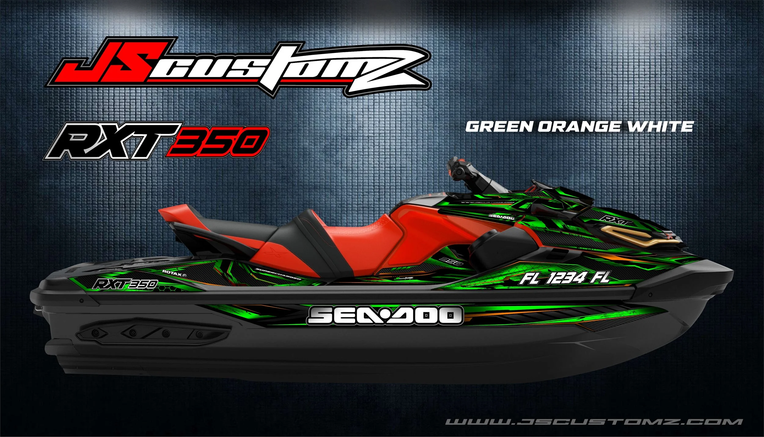 Seadoo rxt 18-up js6 graphic kit GREEN ORANGE WHITE.jpg