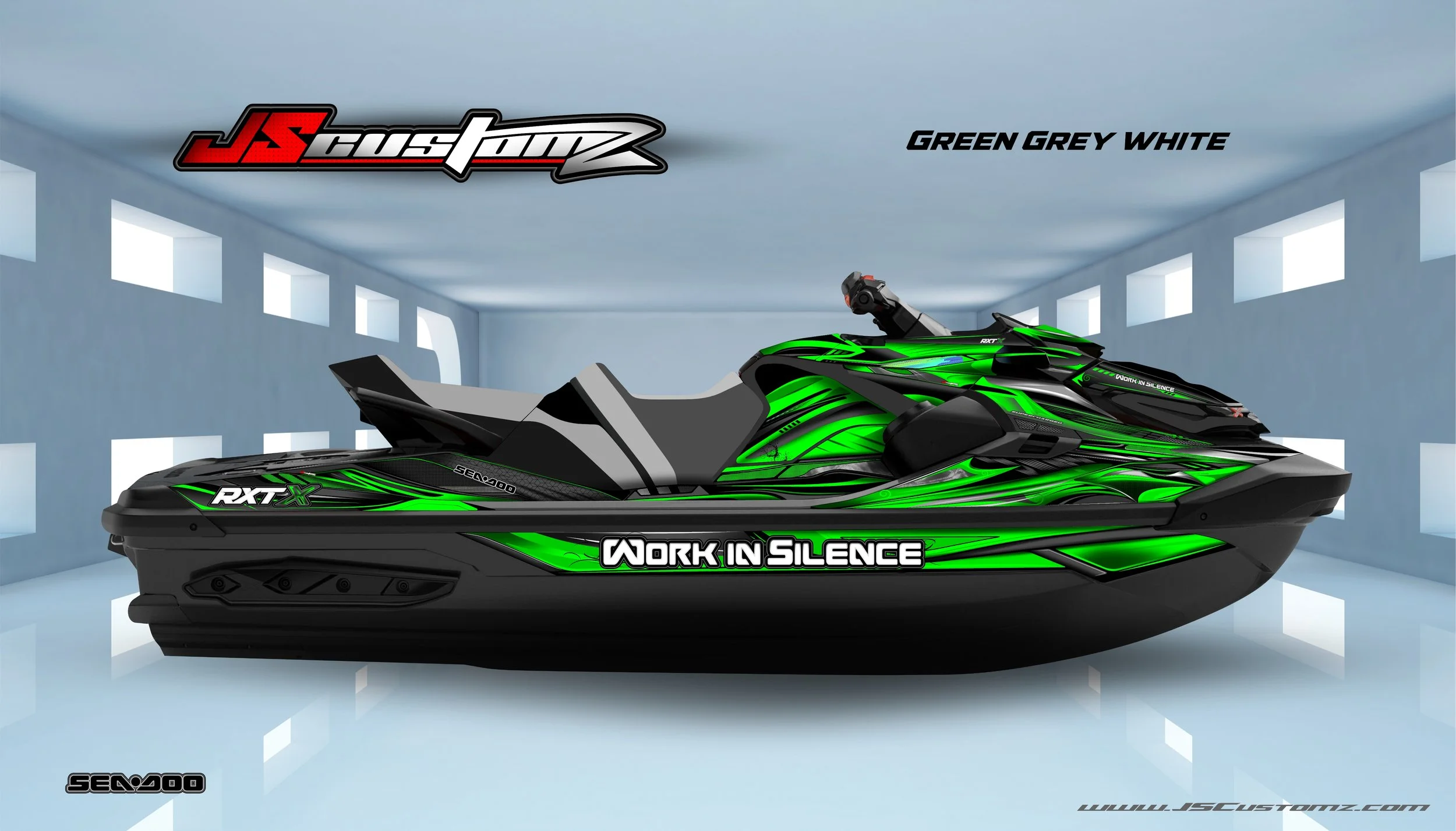 SEADOO RXTX 18-UP JS8 GRAPHIC KIT GREEN GREY WHITE.jpg