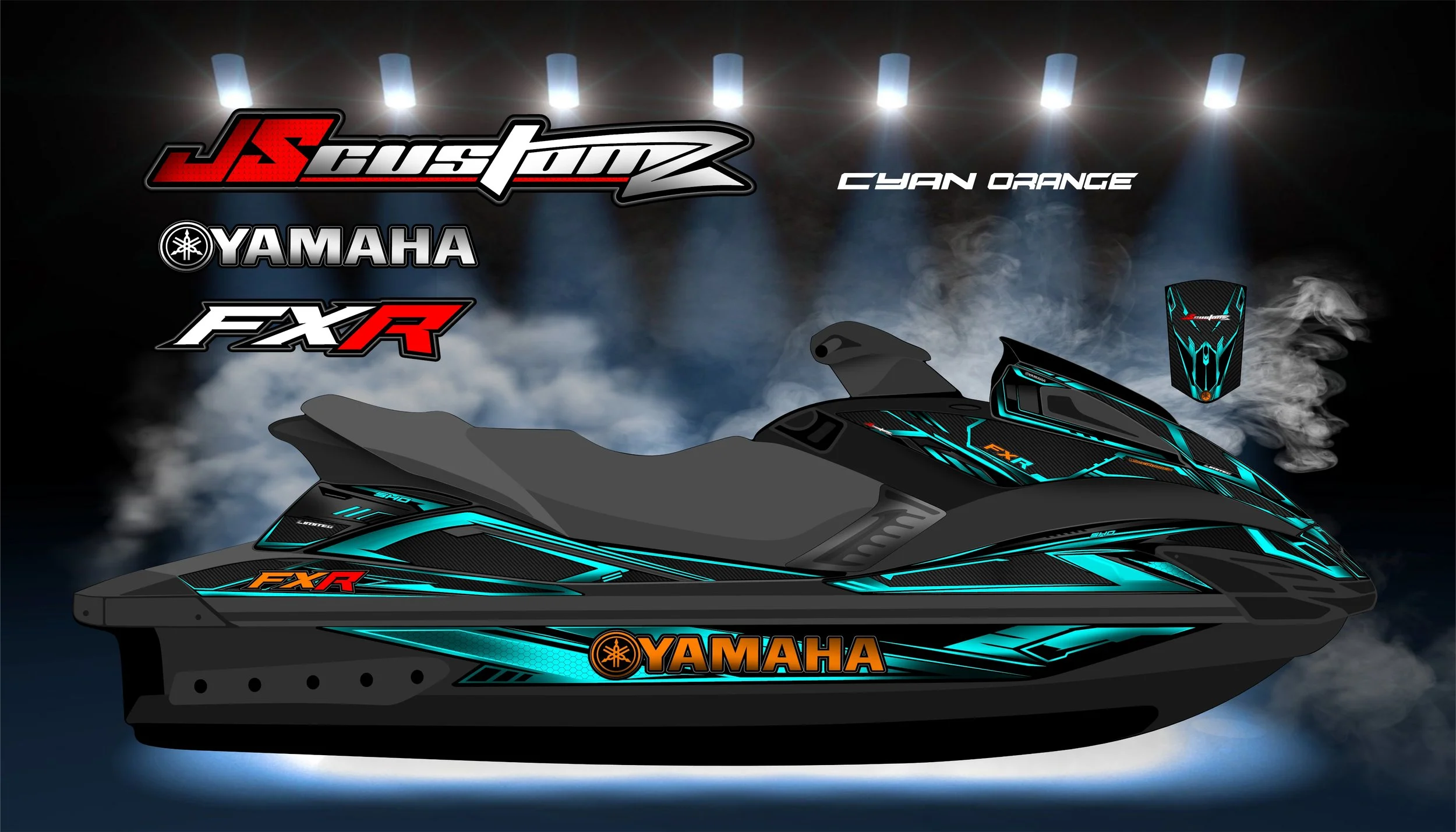 YAMAHA FX 2008-2011 JS2 GRAPHIC KIT CYAN ORANGE.jpg