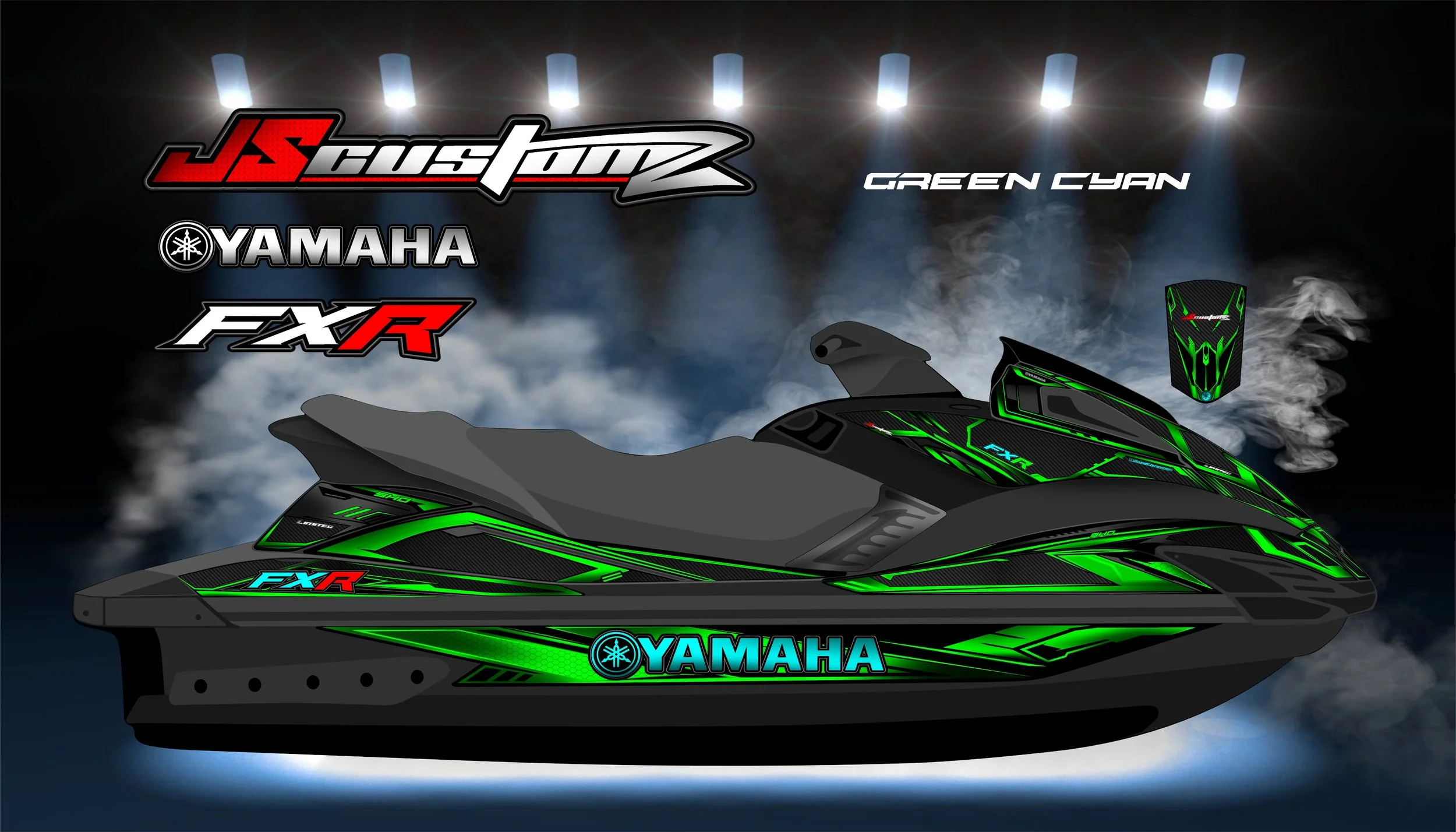 YAMAHA FX 2008-2011 JS2 GRAPHIC KIT GREEN CYAN.jpg