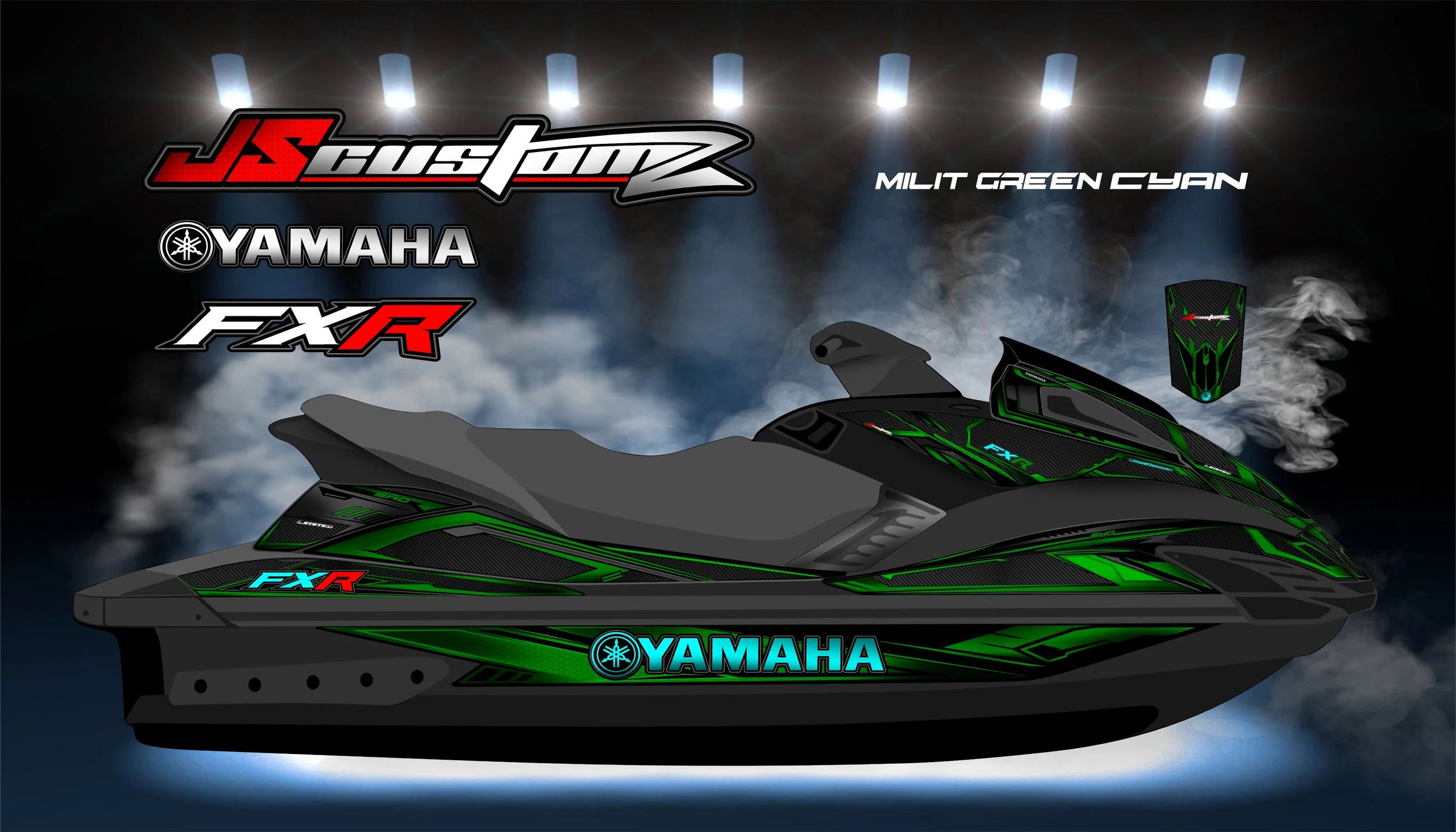 YAMAHA FX 2008-2011 JS2 GRAPHIC KIT MILIT GREEN CYAN.jpg
